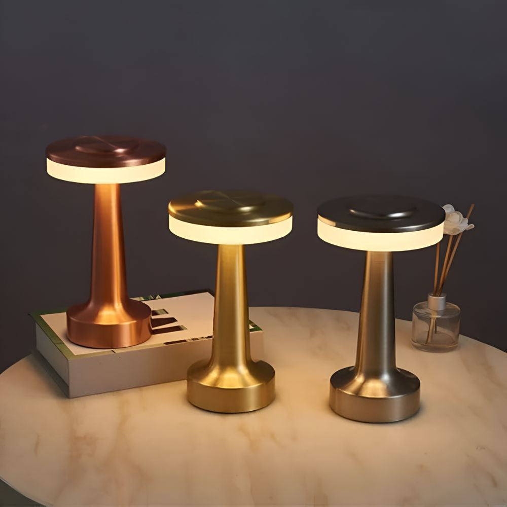 Tischlampe kabellos in Pilzform mit Berührungsdimmer, aufladbar