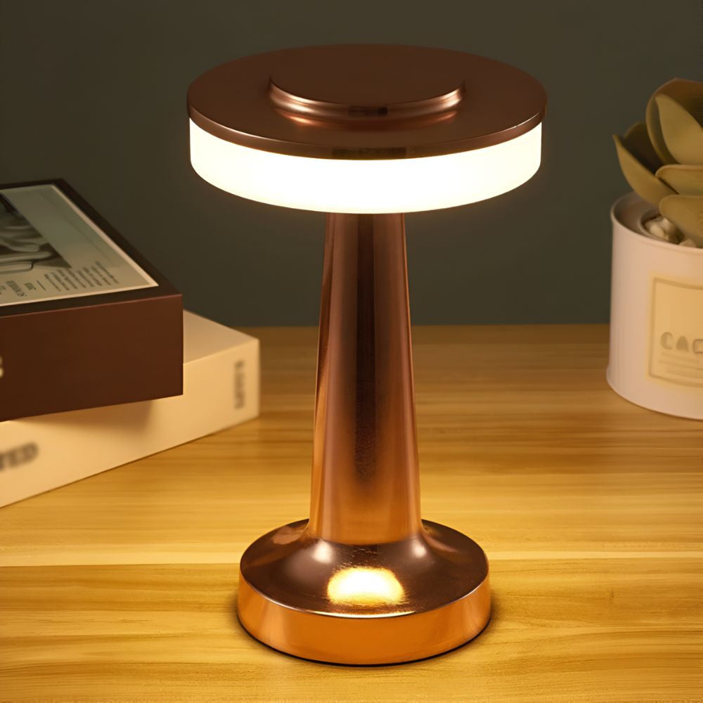 Tischlampe kabellos in Pilzform mit Berührungsdimmer, aufladbar