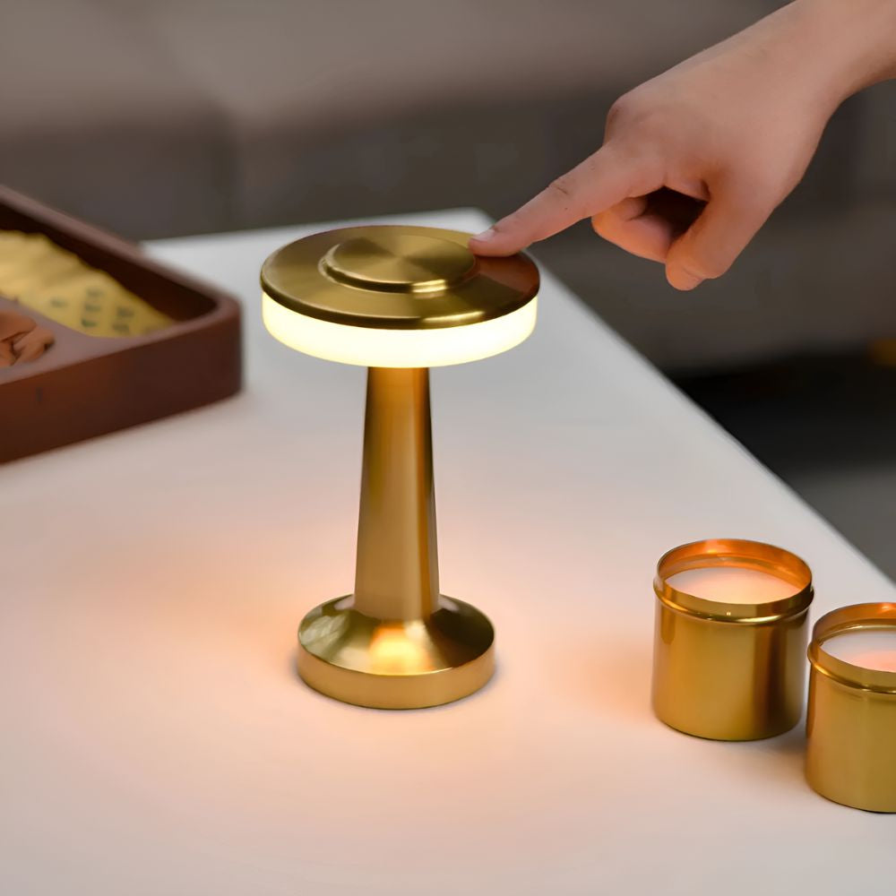Tischlampe kabellos in Pilzform mit Berührungsdimmer, aufladbar