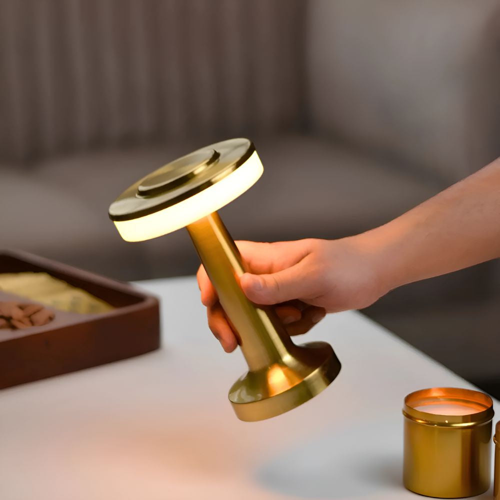 Tischlampe kabellos in Pilzform mit Berührungsdimmer, aufladbar