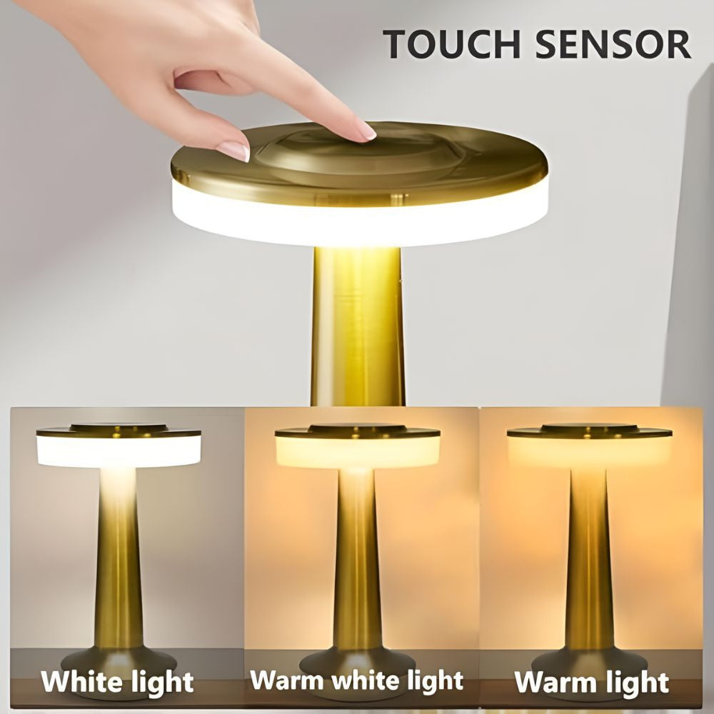 Tischlampe kabellos in Pilzform mit Berührungsdimmer, aufladbar