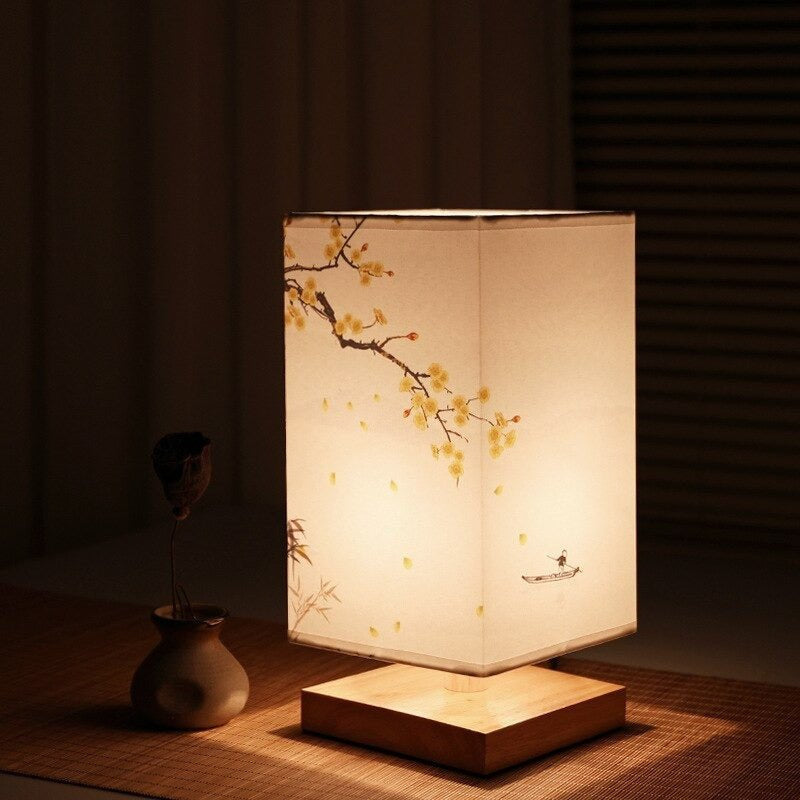Tischlampe mit Papierschirm, warmes Licht im japanisch-skandinavischen Stil - Ansicht 2