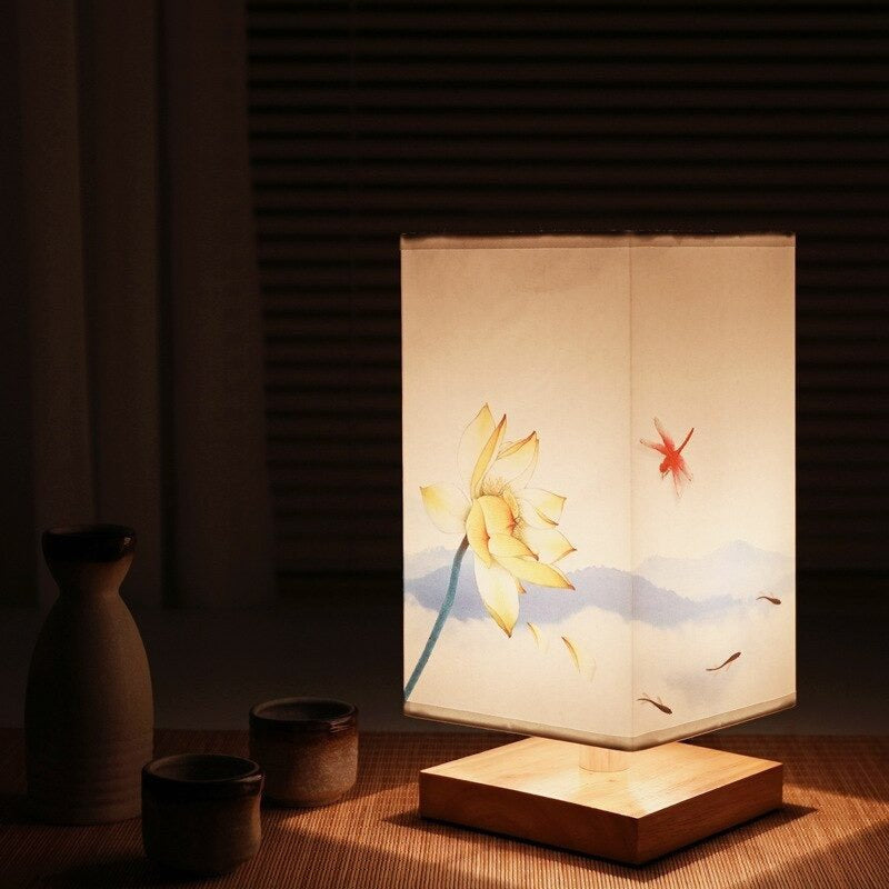 Tischlampe mit Papierschirm, warmes Licht im japanisch-skandinavischen Stil - Ansicht 3