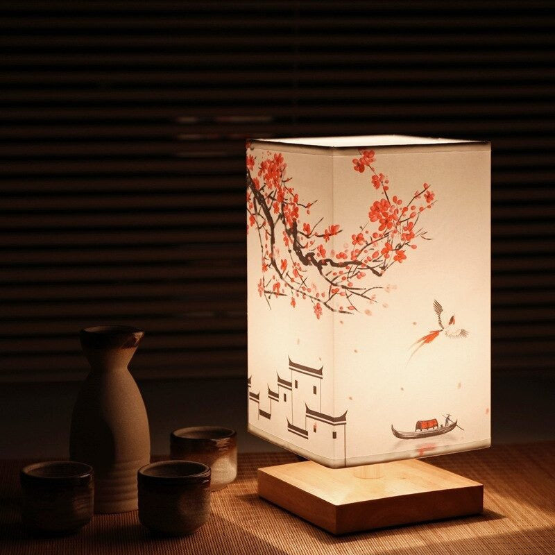 Tischlampe mit Papierschirm, warmes Licht im japanisch-skandinavischen Stil - Ansicht 4