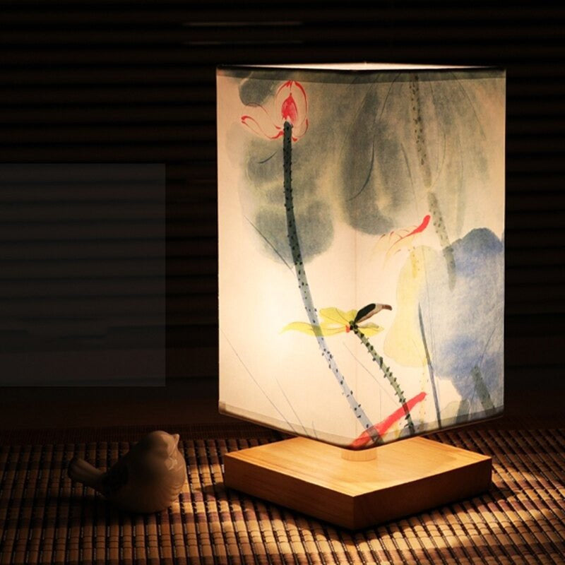 Tischlampe mit Papierschirm, warmes Licht im japanisch-skandinavischen Stil - Ansicht 7