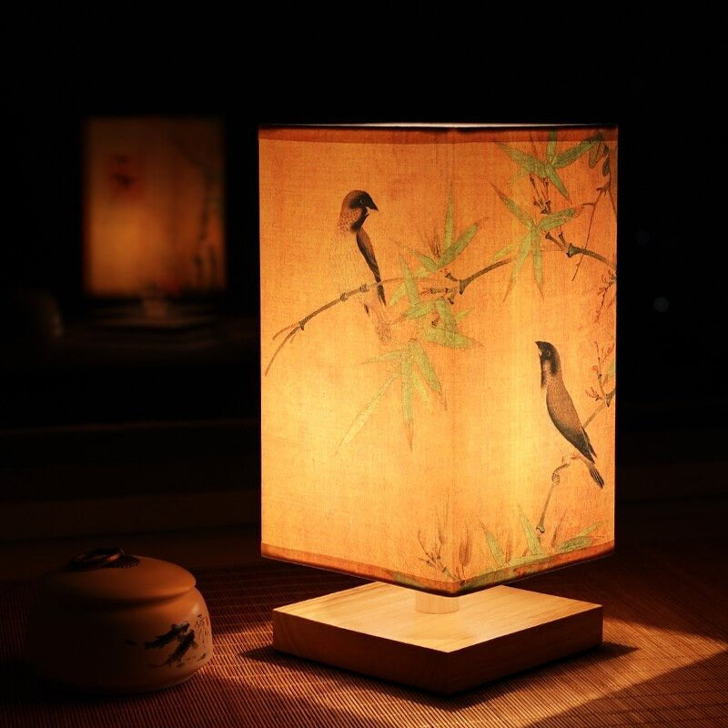 Tischlampe mit Papierschirm, warmes Licht im japanisch-skandinavischen Stil - Ansicht 8