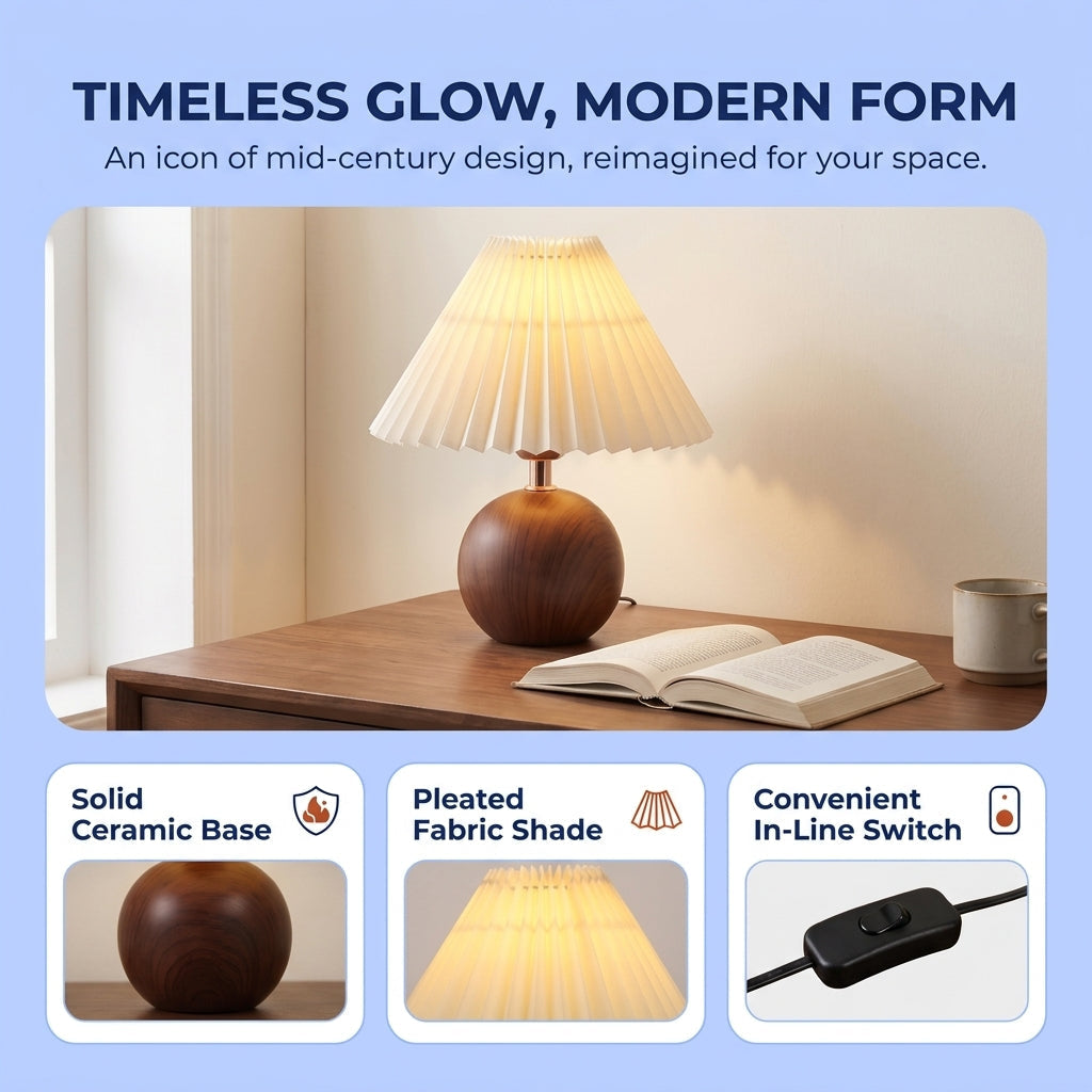 Tischlampe mit plissiertem Stoffschirm, LED und drei Lichtfarben - Ansicht 4