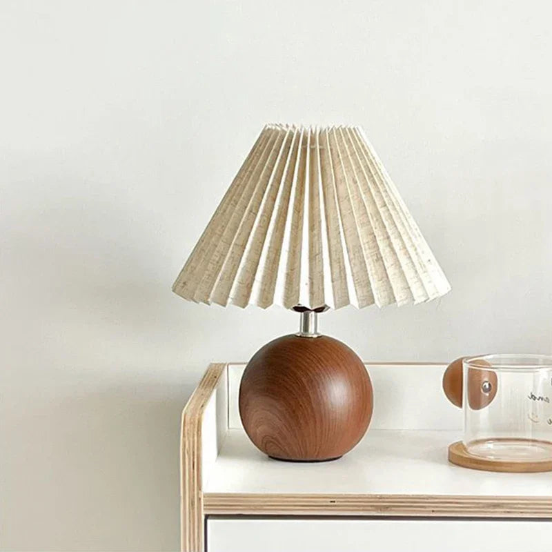 Tischlampe mit plissiertem Stoffschirm, LED und drei Lichtfarben - Ansicht 6