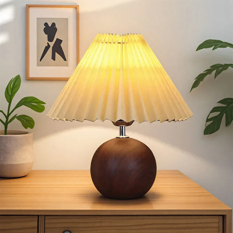 Tischlampe mit plissiertem Stoffschirm, LED und drei Lichtfarben - Ansicht 7