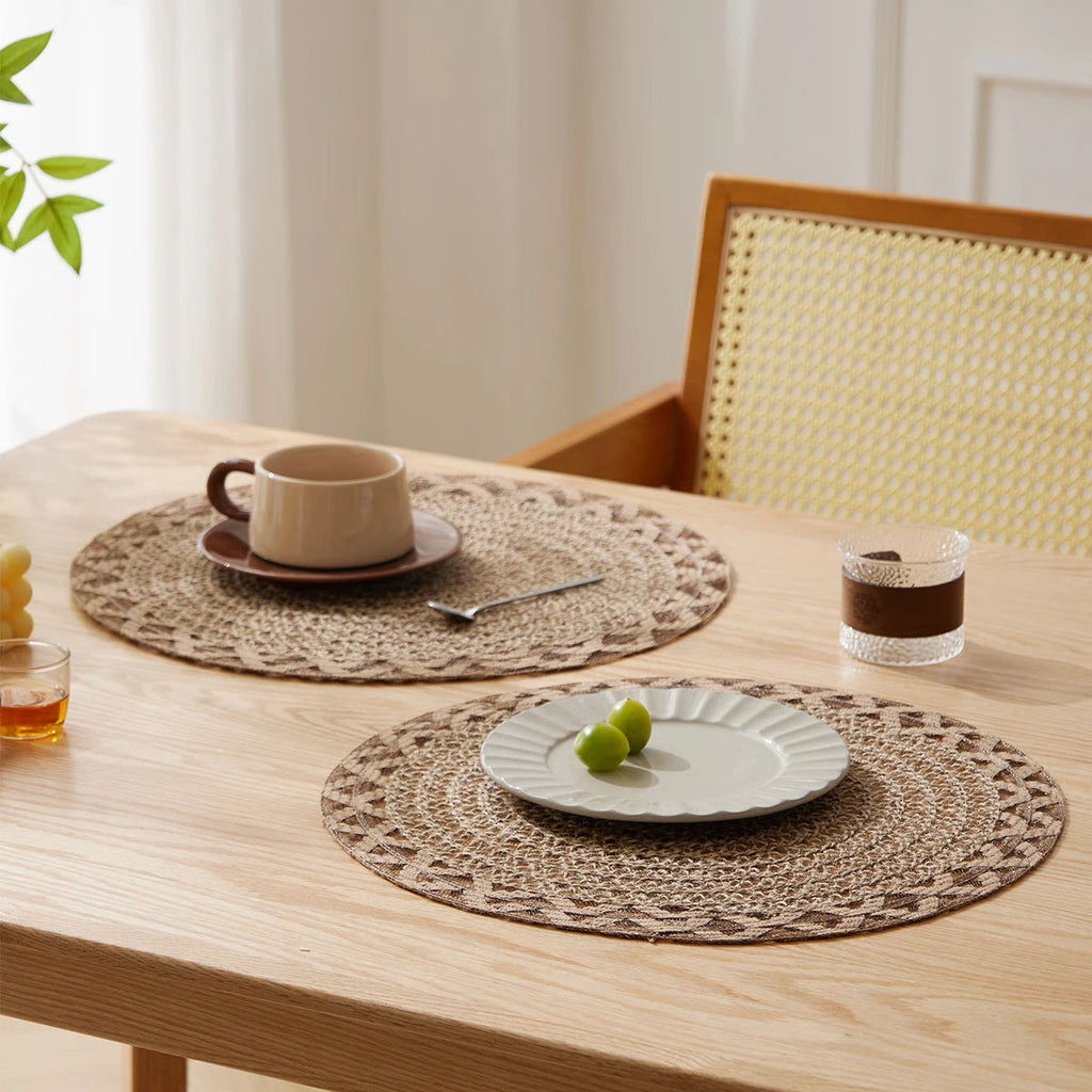 Tischset aus Jute, handgeflochten, rund und hitzebeständig