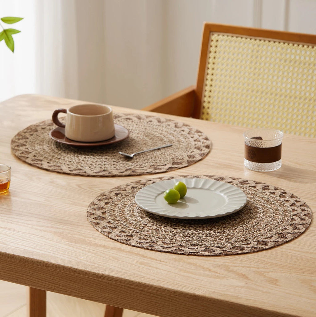 Tischset aus Jute, handgeflochten, rund und hitzebeständig