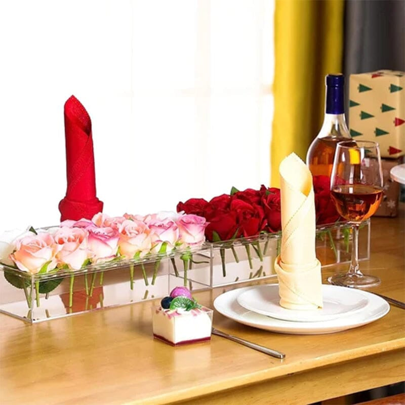 Vase aus Acryl in flacher Rechteckform, optional mit Beleuchtung