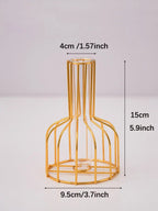 Vase aus Glas mit geometrischem Metallgestell in Flaschenform - Ansicht 2