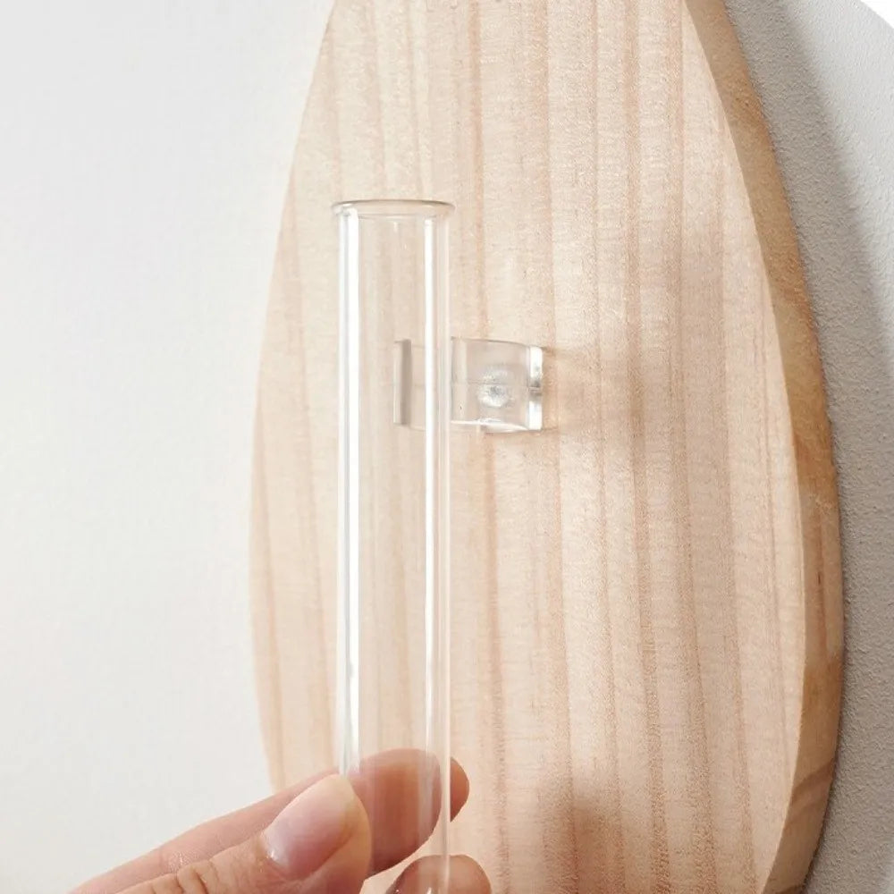 Vase aus Holz und Glas zur Wandmontage, minimalistische Wandvase - Ansicht 10