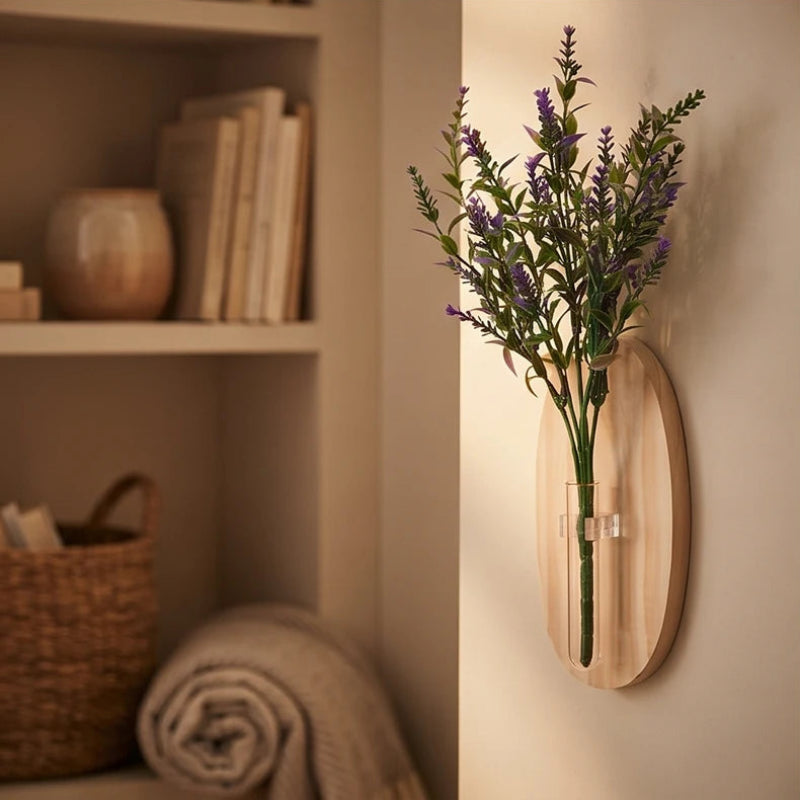 Vase aus Holz und Glas zur Wandmontage, minimalistische Wandvase - Ansicht 5
