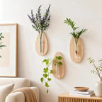 Vase aus Holz und Glas zur Wandmontage, minimalistische Wandvase - Ansicht 7