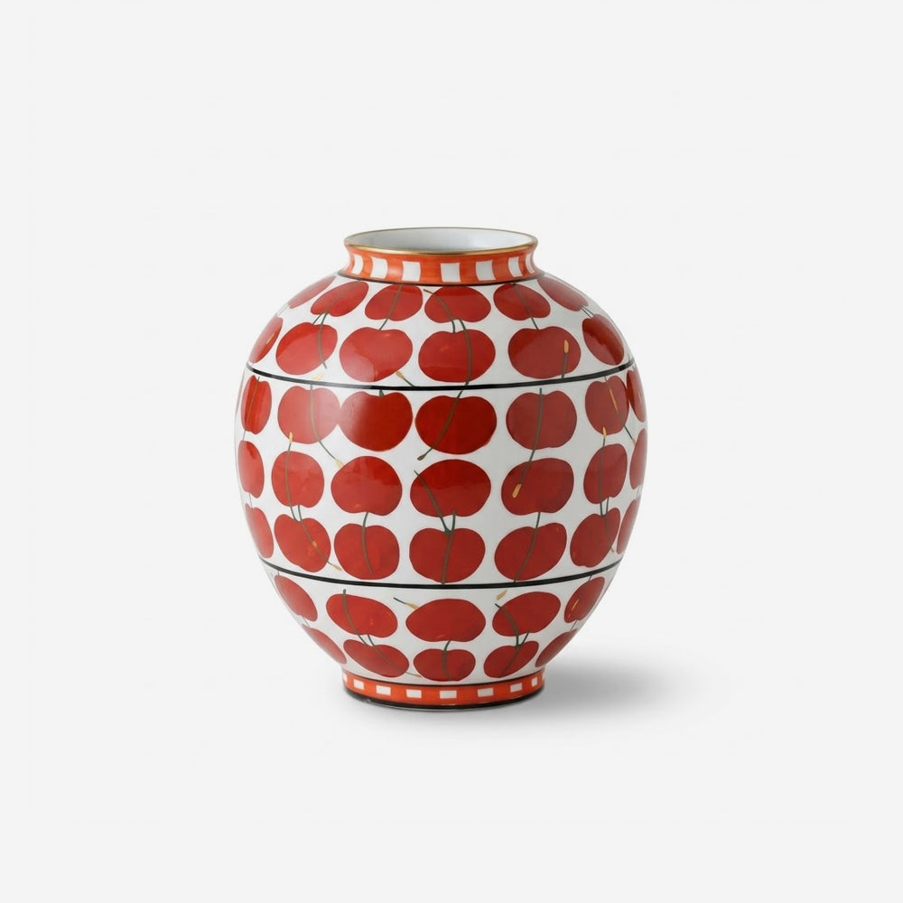 Vase aus Keramik, handbemalt mit Kirschenmuster, wasserdicht