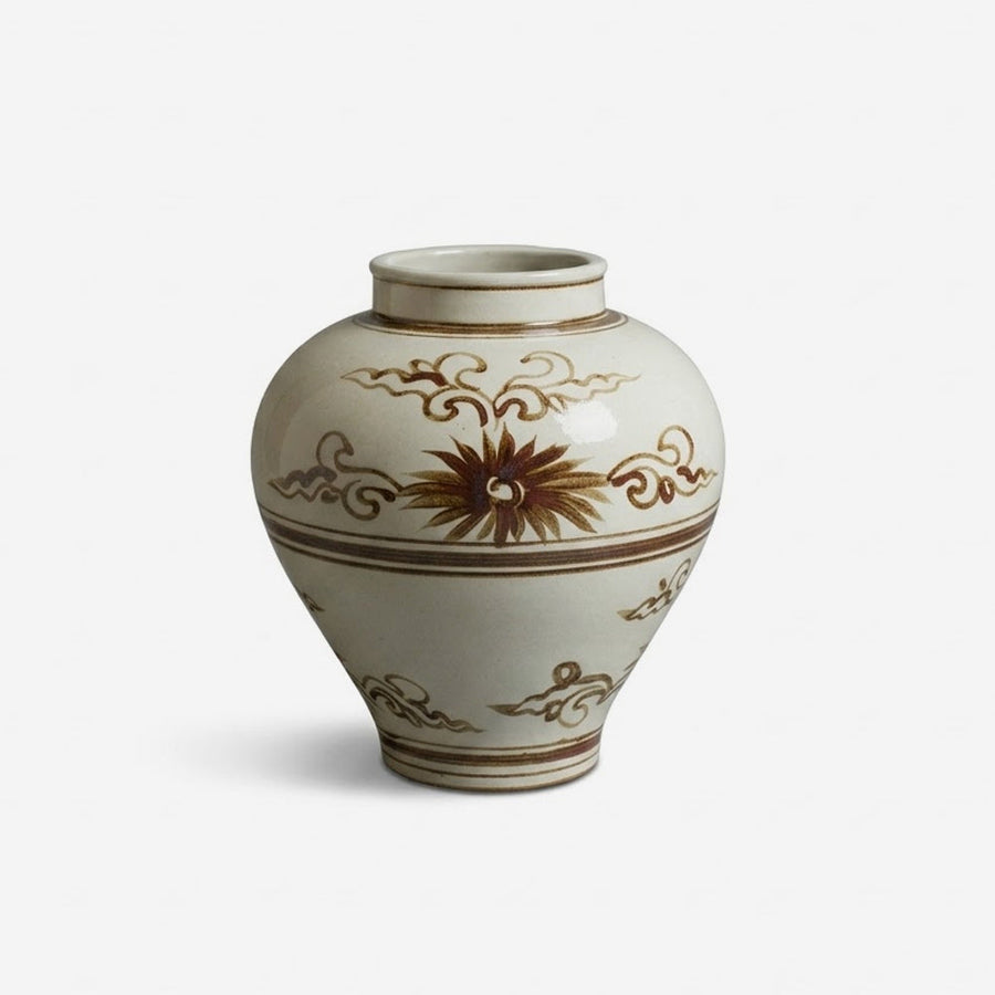 Vase aus Keramik, handbemalt und glasiert im klassischen Stil