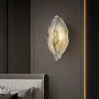 Wandlampe aus handgefertigtem Glas in Blattform mit E14-Fassung