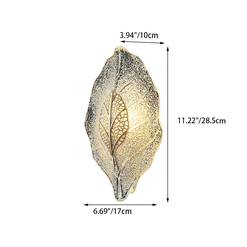 Wandlampe aus handgefertigtem Glas in Blattform mit E14-Fassung