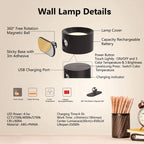 Wandlampe mit Aluminiumschirm, magnetisch und dimmbar