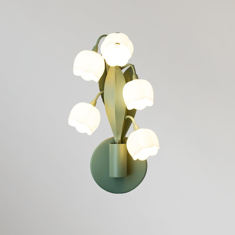 Wandlampe mit Orchideenmotiv, G4-Fassung und botanischem Blattwerk