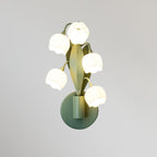 Wandlampe mit Orchideenmotiv, G4-Fassung und botanischem Blattwerk