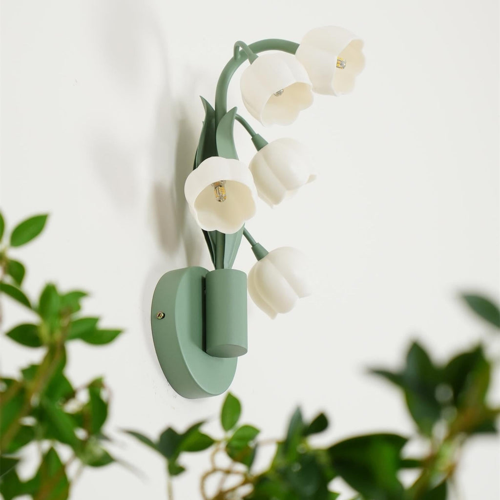Wandlampe mit Orchideenmotiv, G4-Fassung und botanischem Blattwerk
