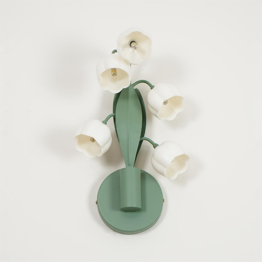 Wandlampe mit Orchideenmotiv, G4-Fassung und botanischem Blattwerk
