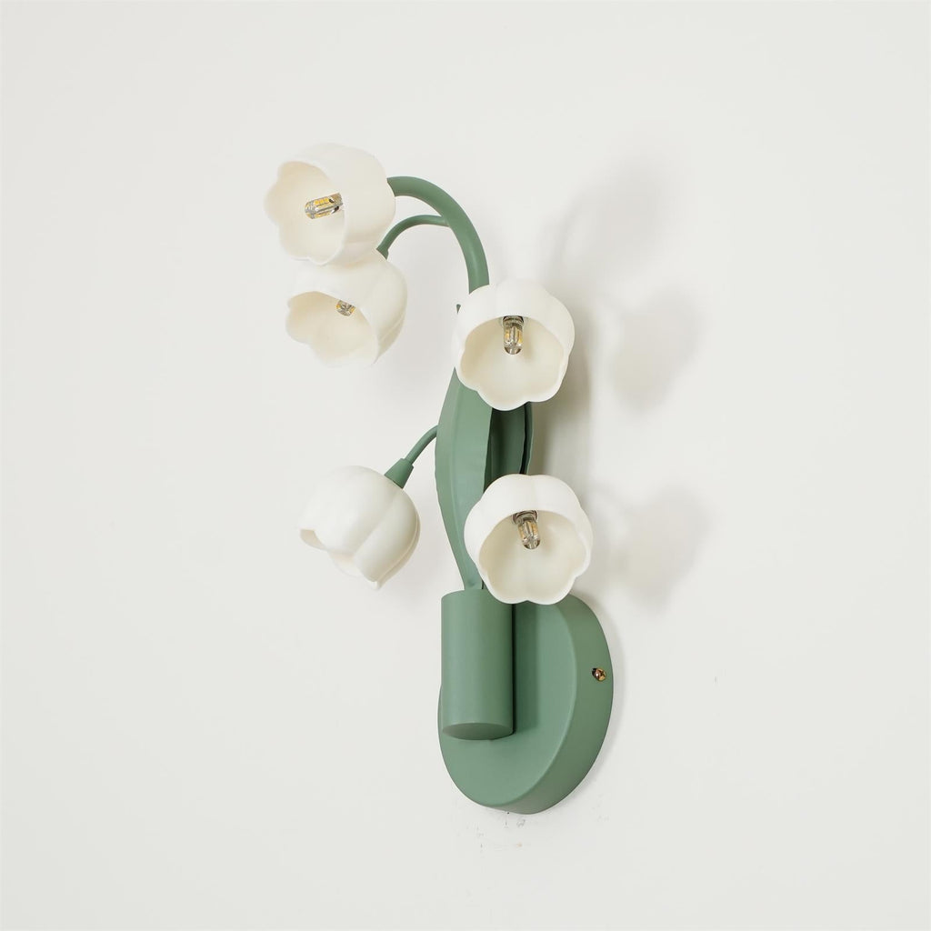 Wandlampe mit Orchideenmotiv, G4-Fassung und botanischem Blattwerk