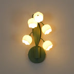 Wandlampe mit Orchideenmotiv, G4-Fassung und botanischem Blattwerk