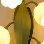 Wandlampe mit Orchideenmotiv, G4-Fassung und botanischem Blattwerk