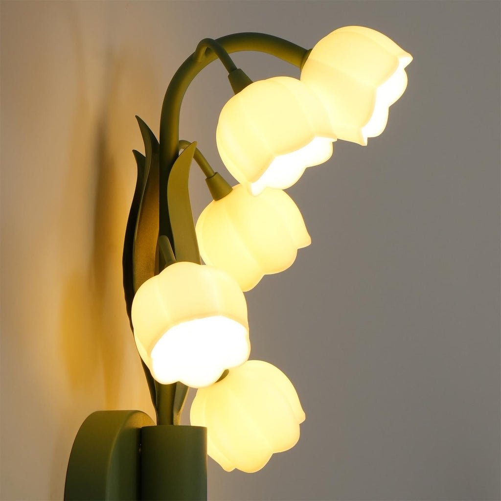Wandlampe mit Orchideenmotiv, G4-Fassung und botanischem Blattwerk