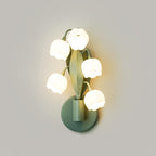 Wandlampe mit Orchideenmotiv, G4-Fassung und botanischem Blattwerk