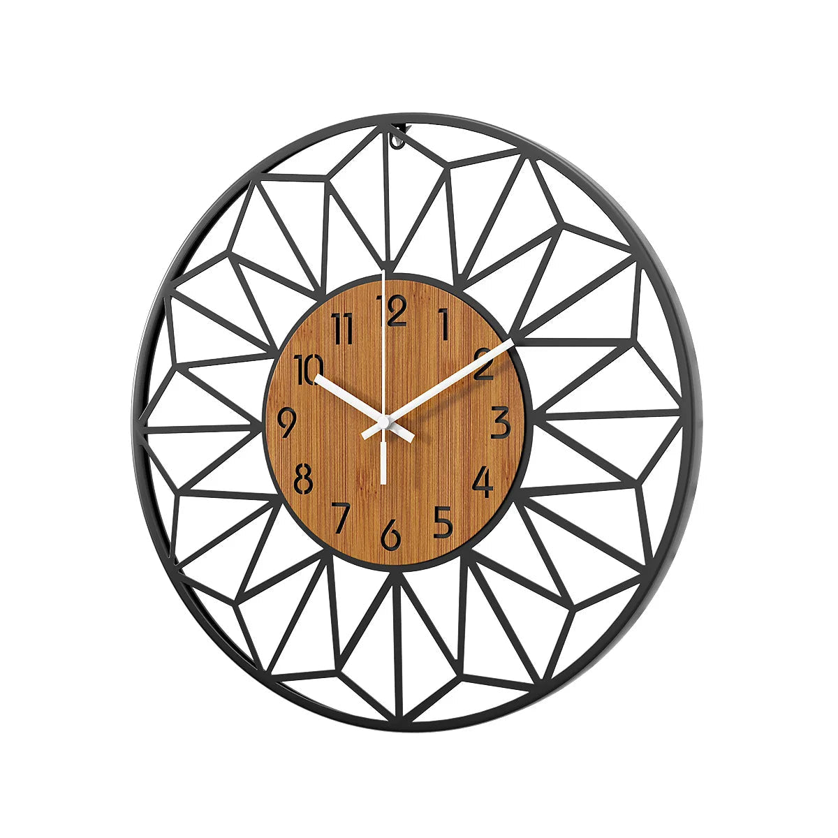 Wanduhr aus Metall mit geometrischem Rahmen, lautloses Quarzuhrwerk - Ansicht 5