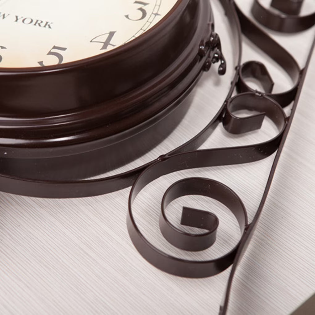 Wanduhr aus Metall mit lautlosem Uhrwerk, doppelseitige Bahnhofsuhr - Ansicht 4