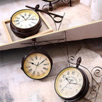Wanduhr aus Metall mit lautlosem Uhrwerk, doppelseitige Bahnhofsuhr - Ansicht 5