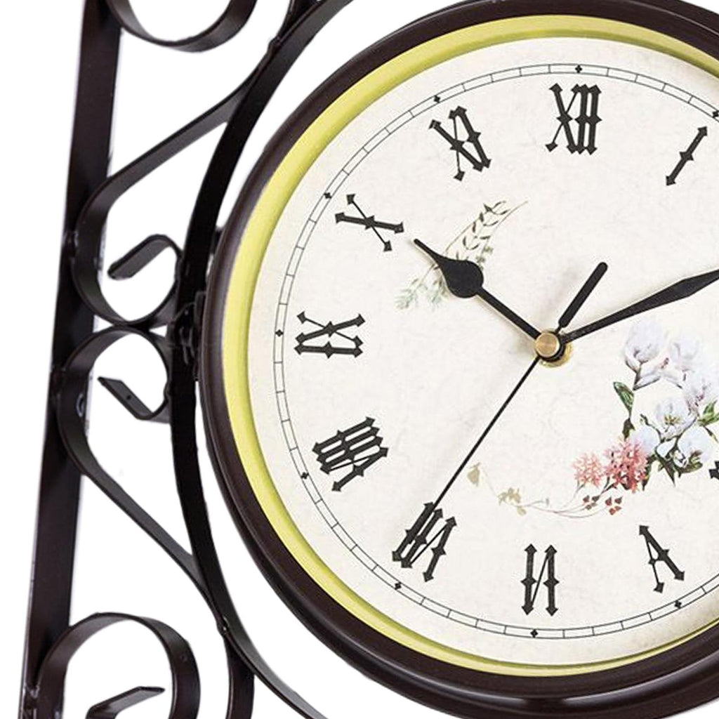 Wanduhr aus Metall mit lautlosem Uhrwerk, doppelseitige Bahnhofsuhr - Ansicht 7