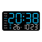 Wanduhr digital mit LED-Anzeige, Datum, Wochentag und Temperatur