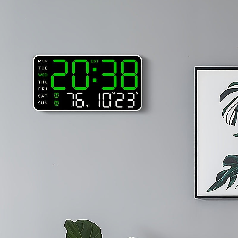 Wanduhr digital mit LED-Anzeige, Datum, Wochentag und Temperatur - Ansicht 2