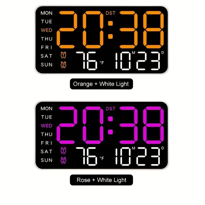 Wanduhr digital mit LED-Anzeige, Datum, Wochentag und Temperatur - Ansicht 3