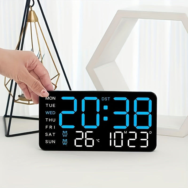 Wanduhr digital mit LED-Anzeige, Datum, Wochentag und Temperatur - Ansicht 4
