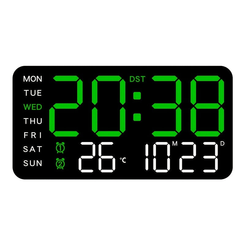 Wanduhr digital mit LED-Anzeige, Datum, Wochentag und Temperatur - Ansicht 5