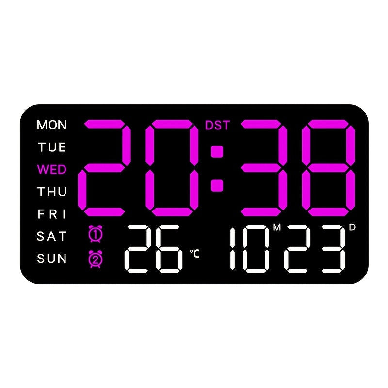 Wanduhr digital mit LED-Anzeige, Datum, Wochentag und Temperatur - Ansicht 6