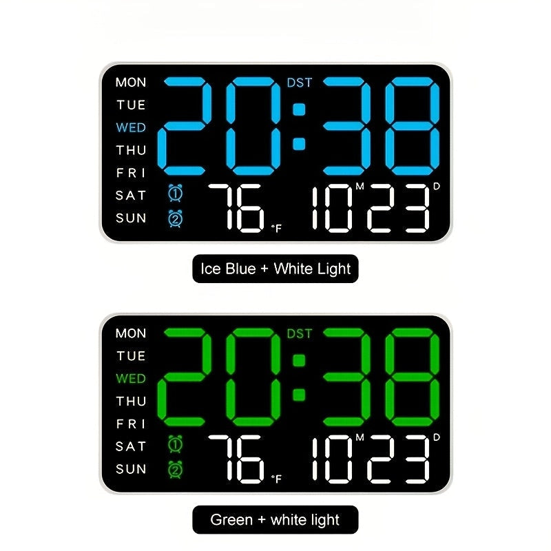 Wanduhr digital mit LED-Anzeige, Datum, Wochentag und Temperatur - Ansicht 7