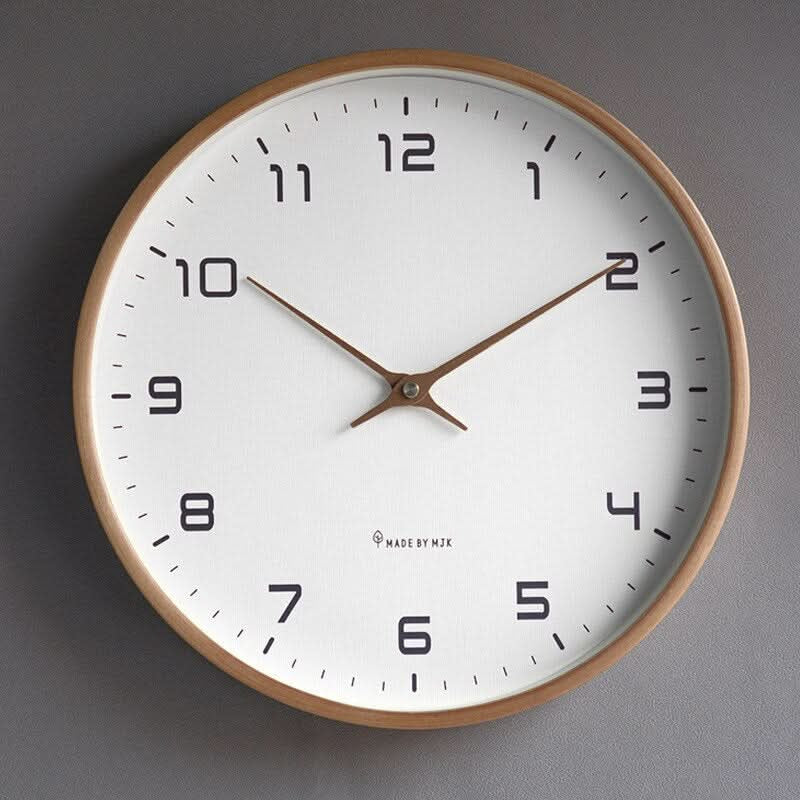 Wanduhr in Holzoptik, rund und leise im skandinavischen Stil - Ansicht 7
