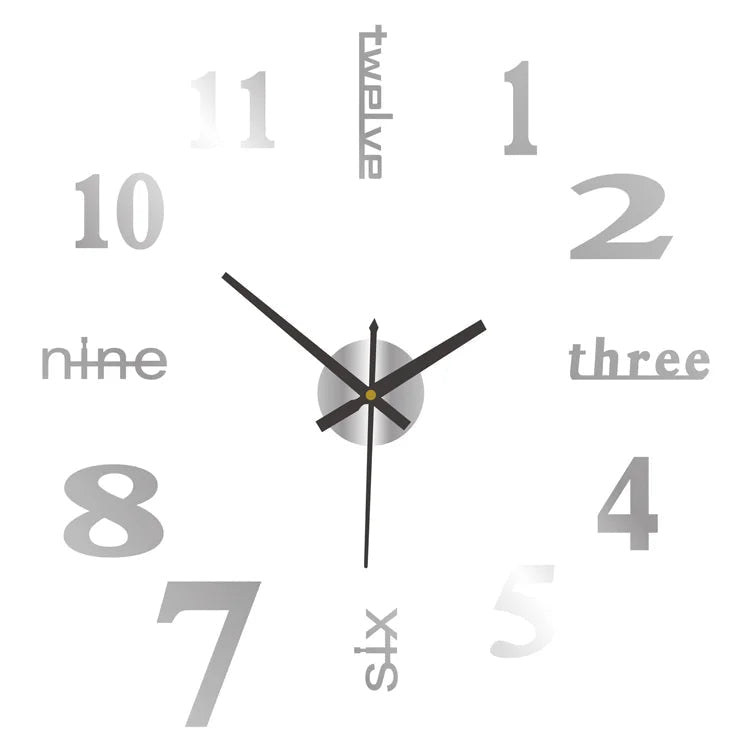 Wanduhr rahmenlos mit Spiegeloberfläche, geräuschlos zur Selbstmontage - Ansicht 6