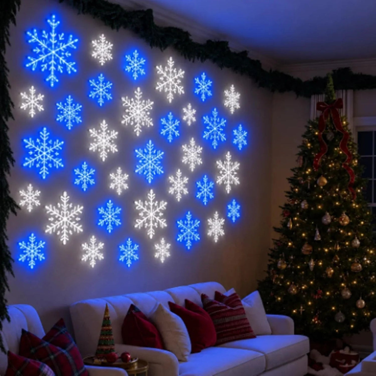 Weihnachtsbeleuchtung LED-Schneeflocken zum Aufkleben an die Wand