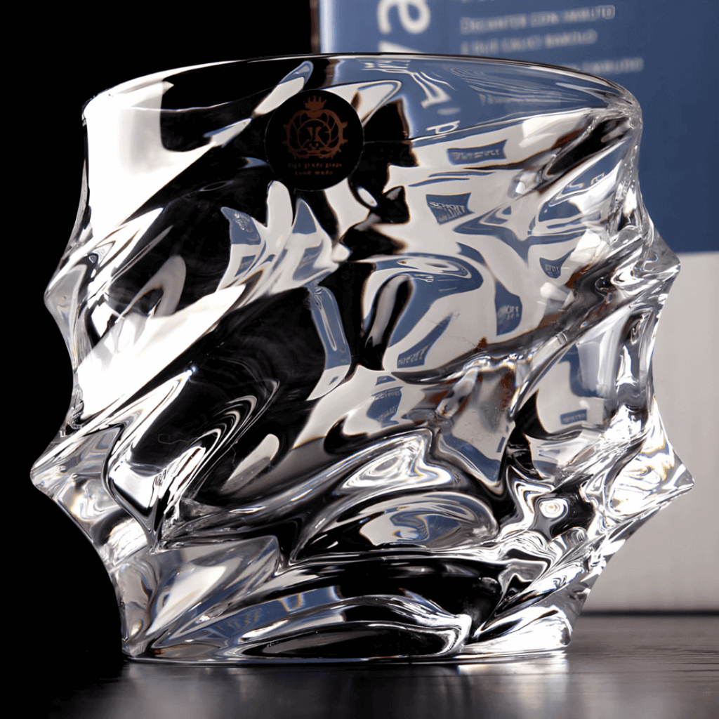 Whiskyglas aus Kristallglas mit Wellenrelief und glatter Innenseite - Ansicht 12