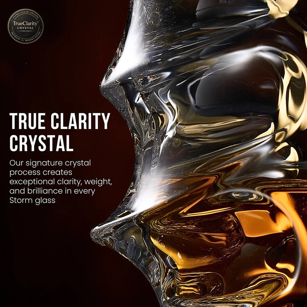 Whiskyglas aus Kristallglas mit Wellenrelief und glatter Innenseite - Ansicht 6